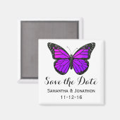 紫の（昆虫）オオカバマダラ、モナーク蝶の結婚式の日付を保存 マグネット (正面/裏面)