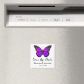 紫の（昆虫）オオカバマダラ、モナーク蝶の結婚式の日付を保存 マグネット (インサイチュ (食洗機))