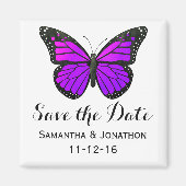 紫の（昆虫）オオカバマダラ、モナーク蝶の結婚式の日付を保存 マグネット (正面)