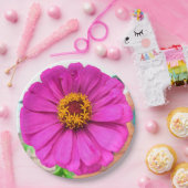 紫の《植物》百日草フラワーイン開花 ペーパープレート (パーティー)