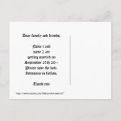 紫の(紋章の)フラ・ダ・リは黒で日付結婚を保存 案内ポストカード (裏面)