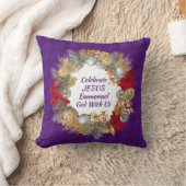 紫のJESUSクリスマスリースを祝おう クッション (ブランケット)