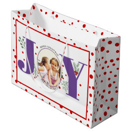 紫のJOYと赤の水玉模様を追加 ラージペーパーバッグ