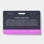 紫のQRコード写真付きIDバッジ | 法人社員 バッジ (裏面)