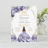 紫のQuinceanera 誕生日招待状 招待状 (スタンド正面)