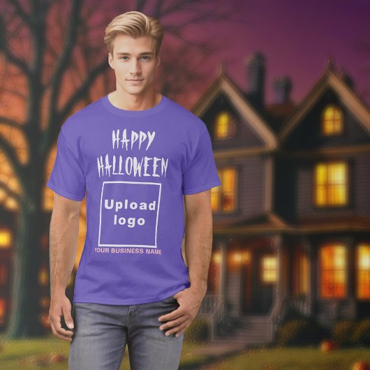 紫のTシャツにビジネスのハロウィーンの挨拶 Tシャツ