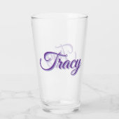 紫のTracyの女の子の名前 タンブラーグラス (裏面)