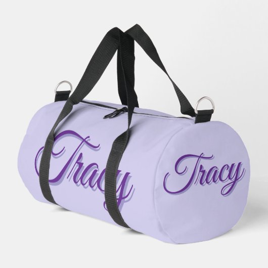 紫のTracyガールズネーム ダッフルバッグ (左コーナー)