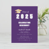 紫はっきりしたの卒業式 招待状 (スタンド正面)