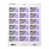 紫はっきりしたの差出人住所ラベルの花。 ラベル (フルシート)