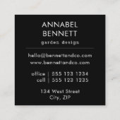 紫はっきりしたの葉花の庭のパターン スクエア名刺 (裏面)