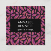 紫はっきりしたの葉花の庭のパターン スクエア名刺 (正面)