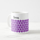 紫はっきりしたクレマチス花パーソナライズされた柄 コーヒーマグカップ (正面左)