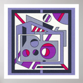 紫はっきりしたピンク幾何学模様抽象芸術工業Des ポスター