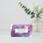 紫はっきりしたピンク金ゴールド抽象芸術水色 名刺 (スタンド正面)