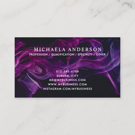 紫はっきりしたモダン煙 名刺 (裏面)