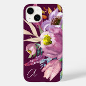 紫はっきりしたモノグラムのワインガーデンフローラ Case-Mate iPhoneケース (裏面)