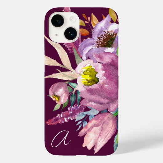 紫はっきりしたモノグラムのワインガーデンフローラ Case-Mate iPhoneケース (裏面)