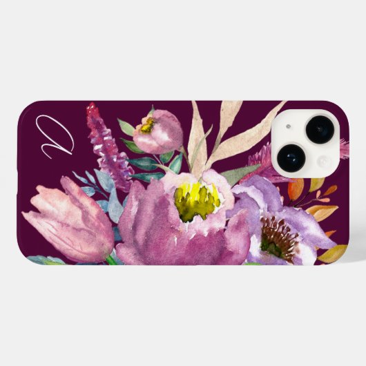 紫はっきりしたモノグラムのワインガーデンフローラ Case-Mate iPhoneケース (裏面 (横))