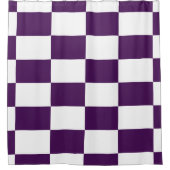 紫はっきりした王室のと白の市松模様に長方形 シャワーカーテン (正面)