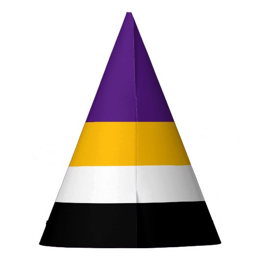 紫はっきりした王室の白黒はっきりした黄ストライプ色 パーティーハット (裏面)