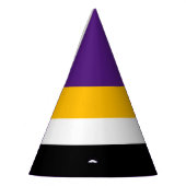 紫はっきりした王室の白黒はっきりした黄ストライプ色 パーティーハット (左)