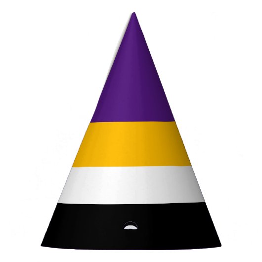 紫はっきりした王室の白黒はっきりした黄ストライプ色 パーティーハット (左)