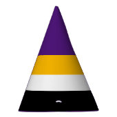 紫はっきりした王室の白黒はっきりした黄ストライプ色 パーティーハット (右)