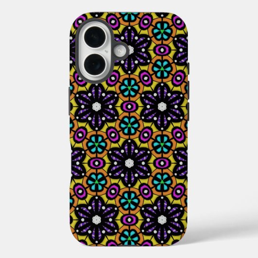 紫はっきりした紫色の花の幾何学模様 Case-Mate iPhoneケース (裏面)
