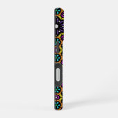 紫はっきりした紫色の花の幾何学模様 iPhone 16ケース (右側面)