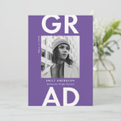 紫はっきりした色写真卒業パーティー 招待状 (スタンド正面)