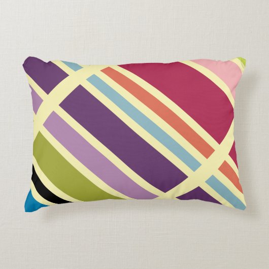 紫はっきりした青とオレンジ アクセントクッション (正面)