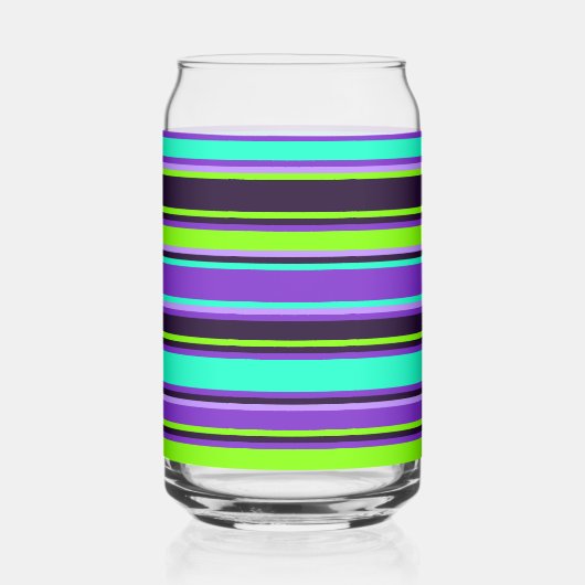 紫はっきりした、アクア、チャートレストライプのーズ ガラス缶 (右)