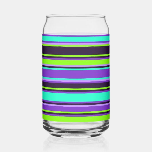 紫はっきりした、アクア、チャートレストライプのーズ ガラス缶 (左)