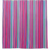 紫はっきりした、ピンク、ターコイズ垂直ストライプ色 シャワーカーテン (正面)