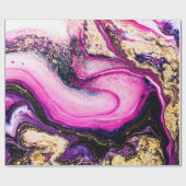 紫は大理石を渦巻き、グリッター金ゴールド ラッピングペーパー (フラット)