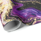 紫は大理石を渦巻き、グリッター金ゴールド ラッピングペーパー (ロールコーナー)