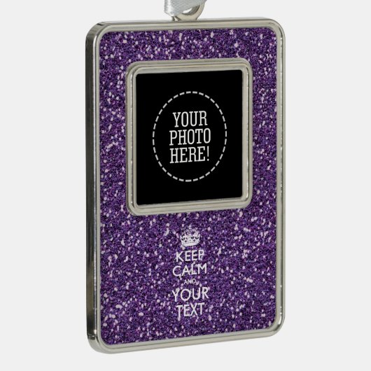 紫は穏やかでテキストを持つ シルバープレートフレームオーナメント (右)