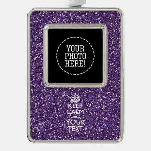紫は穏やかでテキストを持つ シルバープレートフレームオーナメント (正面)