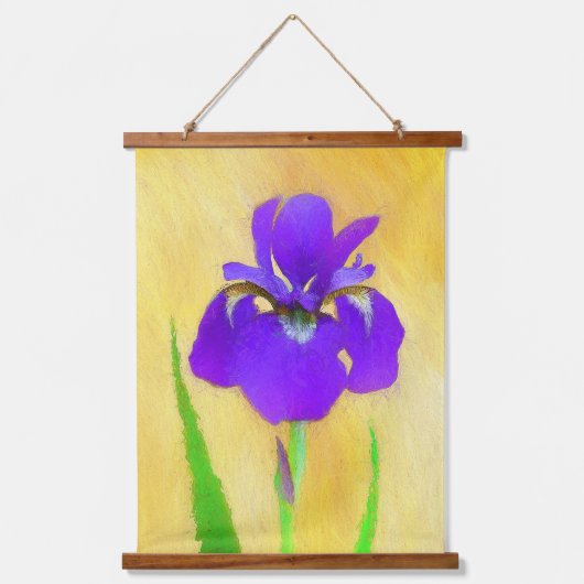 紫ひげアイリス絵画ズ – オリジナルフラワーアート 吊り下げ型タペストリー (正面)