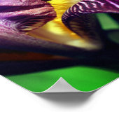 紫ひげ絞りアイリスフラワーペタルクローズアップ ポスター (角)