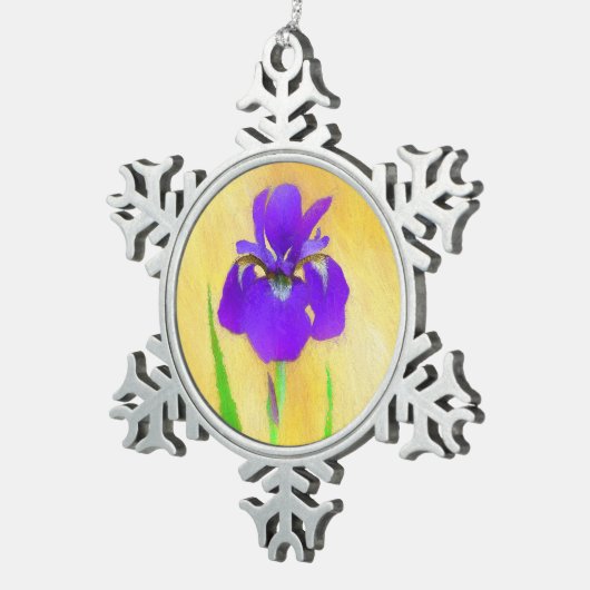 紫ひげ絵画ひげ虹彩の – かわいいオリジナル犬A スノーフレークピューターオーナメント (右)