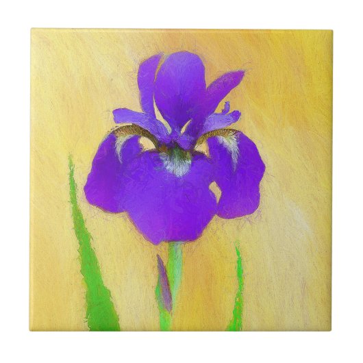 紫ひげ絵画ひげ虹彩の – かわいいオリジナル犬A タイル (正面)