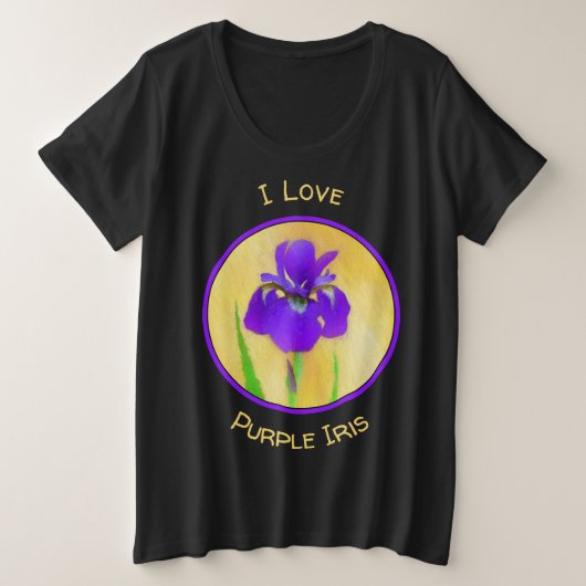 紫ひげ絵画ひげ虹彩の – かわいいオリジナル犬A プラスサイズTシャツ (デザイン正面)