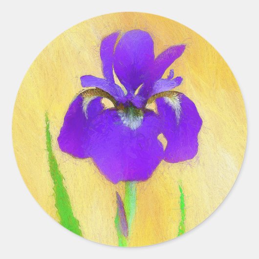 紫ひげ絵画ひげ虹彩の – かわいいオリジナル犬A ラウンドシール (正面)