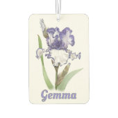 紫ひげ菖蒲パーソナライズされた花 カーエアーフレッシュナー (裏面)
