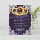 紫ひまわりウッドストリングライト結婚ズ 招待状 (スタンド正面)