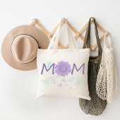 紫ひまわりママ | 水彩蝶 ラージトートバッグ