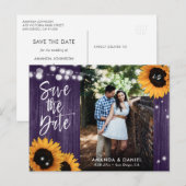 紫ひまわり素朴は日付はがきを保存 案内ポストカード (正面/裏面)