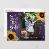 紫ひまわり素朴は日付はがきを保存 案内ポストカード (正面/裏面)